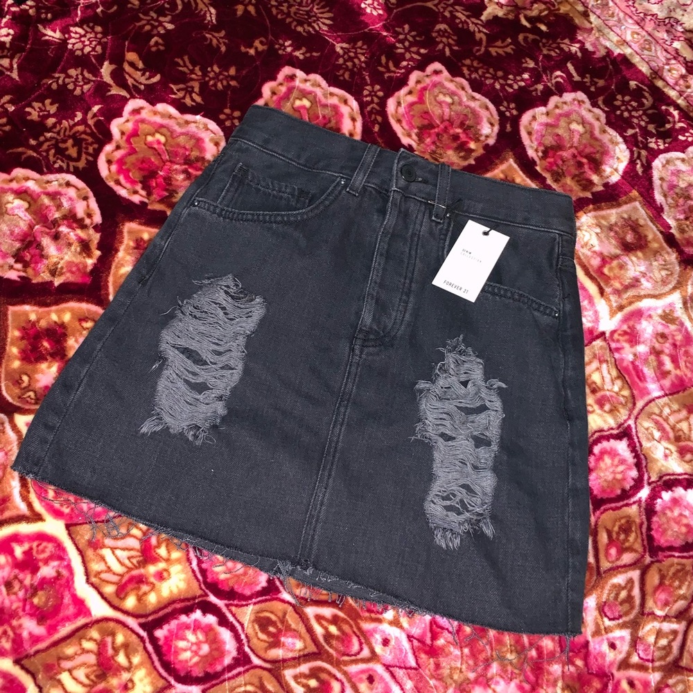 Black denim skirt
